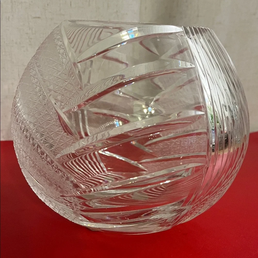 Very RARE 19th Century Large Crystal Vase 5.75”H 6.5”D